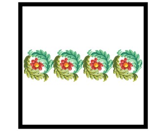 Antique restored cross stitch pattern with flowers, PDF pattern ** instant download**, Berlin Woolwork,Victorian Retro Needlework Chart
