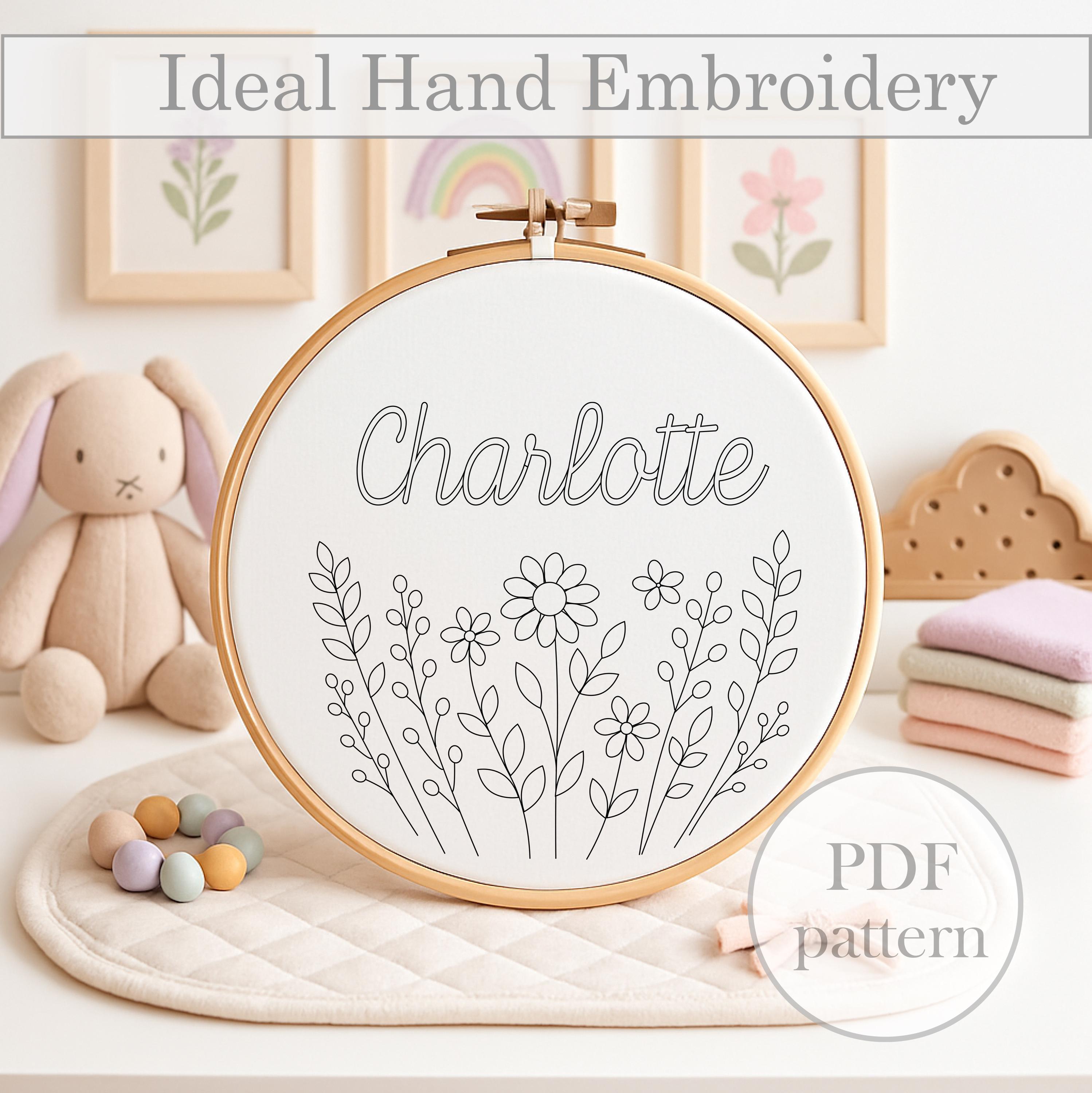 Personalized Name Embroidery Pattern – Wildflower PDF Design for 3-8 ...