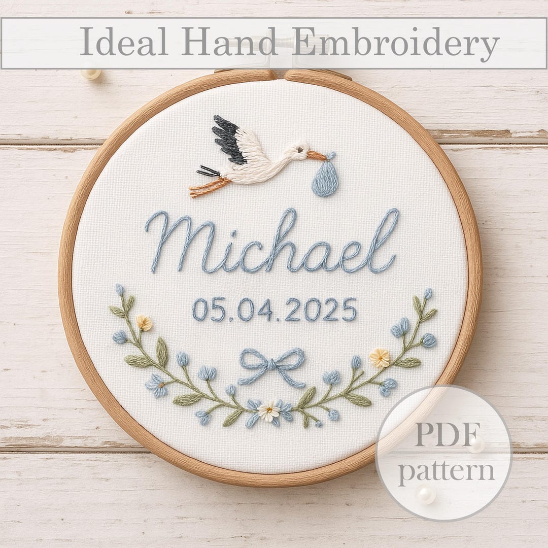 Personalized Baby Name Embroidery Pattern PDF – Birth Announcement With ...
