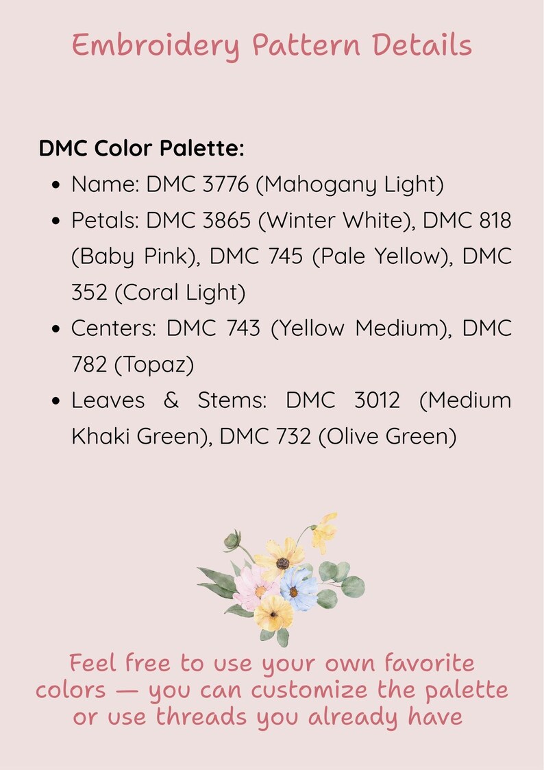 Personalized Name Embroidery Pattern – Wildflower PDF Design for 3-8 ...
