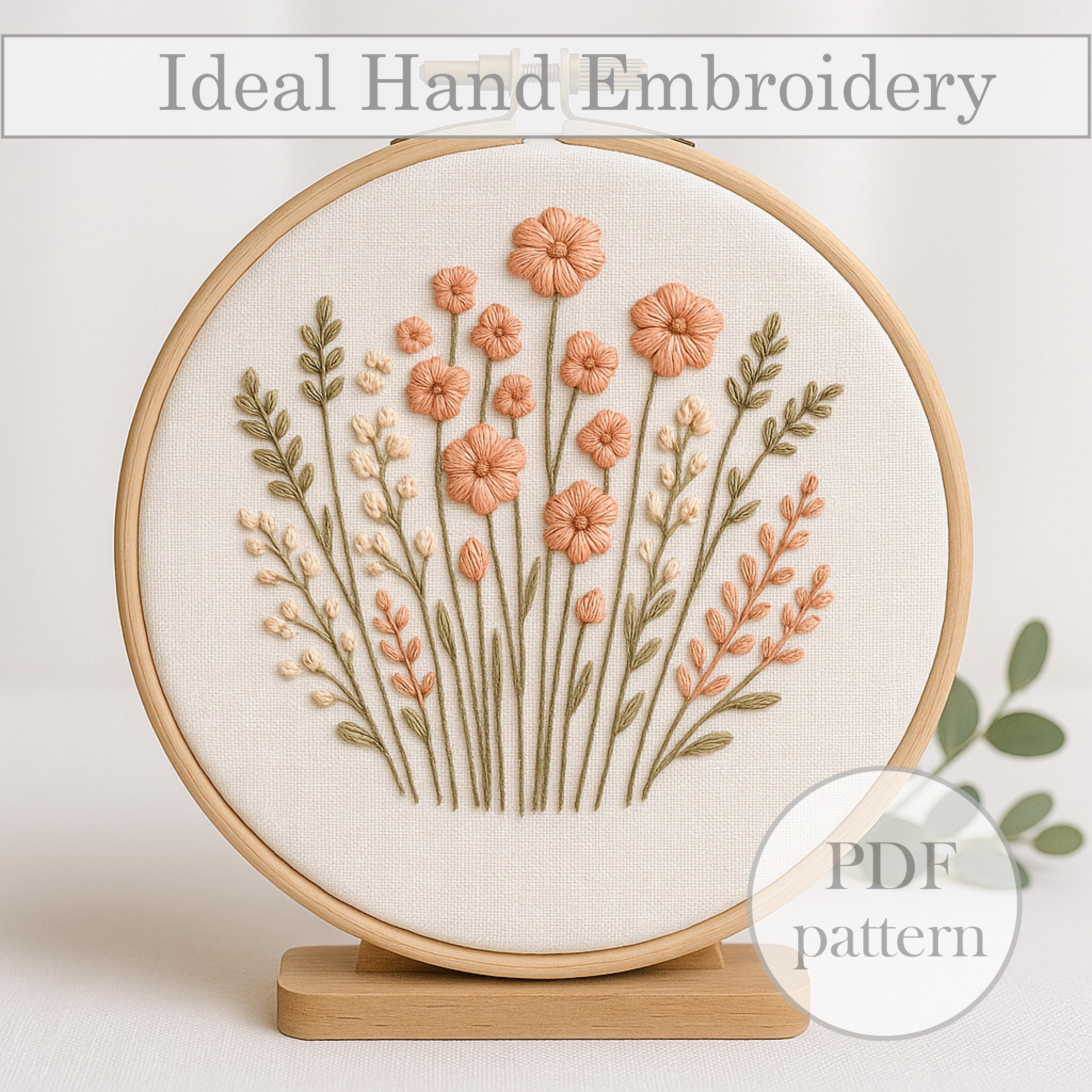 Wildflower Meadow Embroidery Pattern – Modern Floral Hoop Art for Home ...