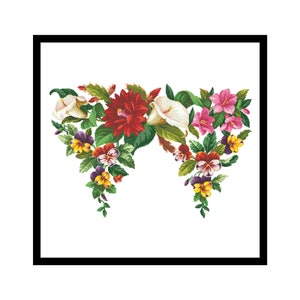 Antique restored cross stitch pattern with flowers, PDF pattern ** instant download**, Berlin Woolwork, Victorian Retro Needlework Chart