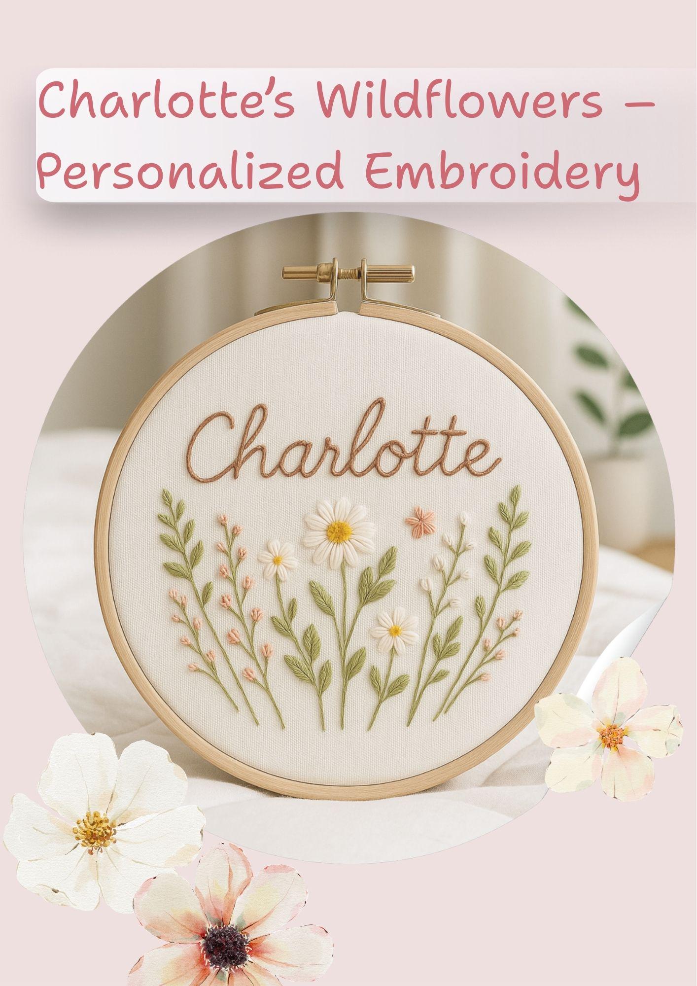 Personalized Name Embroidery Pattern – Wildflower PDF Design for 3-8 ...