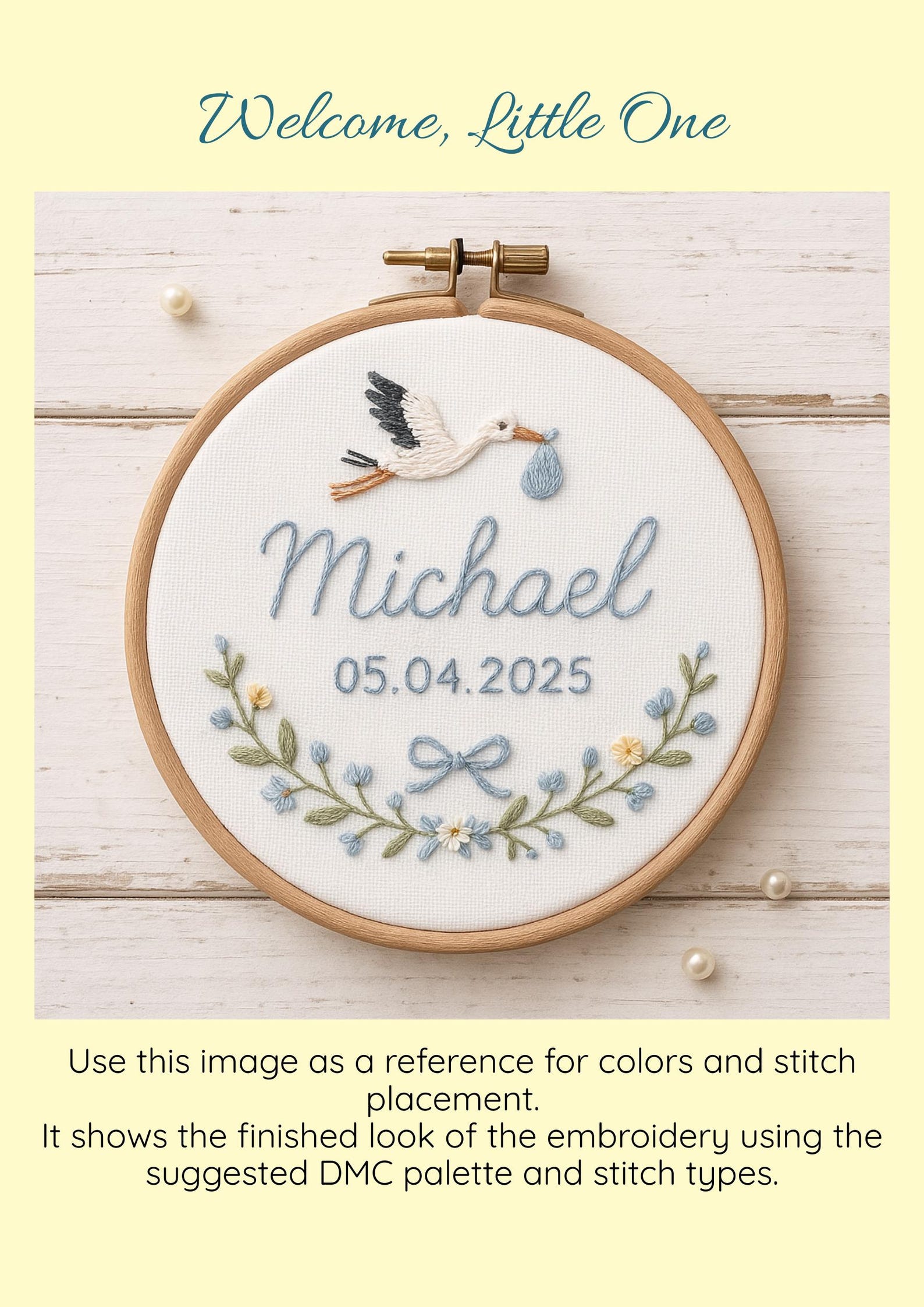 Personalized Baby Name Embroidery Pattern PDF – Birth Announcement With ...