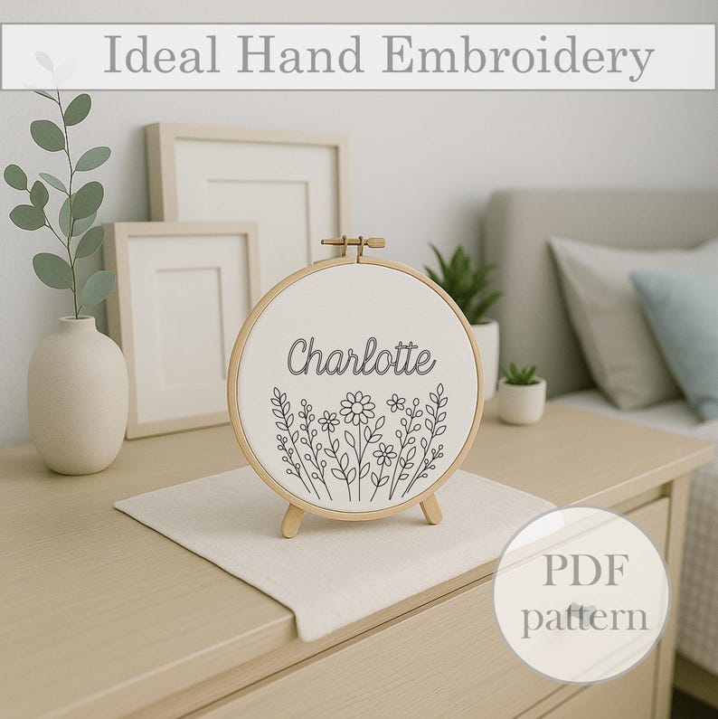 Personalized Name Embroidery Pattern – Wildflower PDF Design for 3-8 ...
