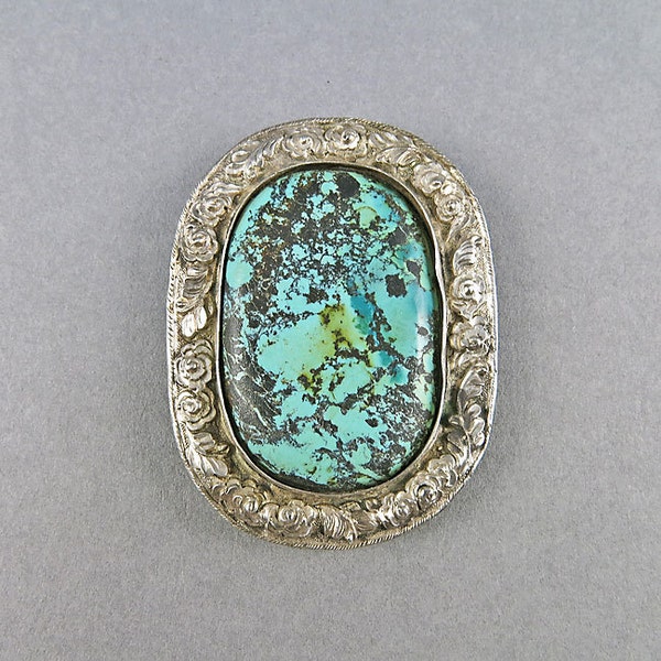 Old Natural Turquoise Jewelry Sterling Clip  Chinese Jewelry Statement Jewelry Antique Jewellery Antiques Collectibles