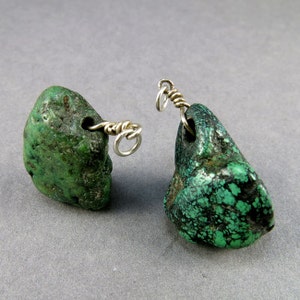 Antique Pendants 2 Old Turquoise Beads Sterling Fittings Antique Jewelry Unusual Antique Beads Antique Collectibles