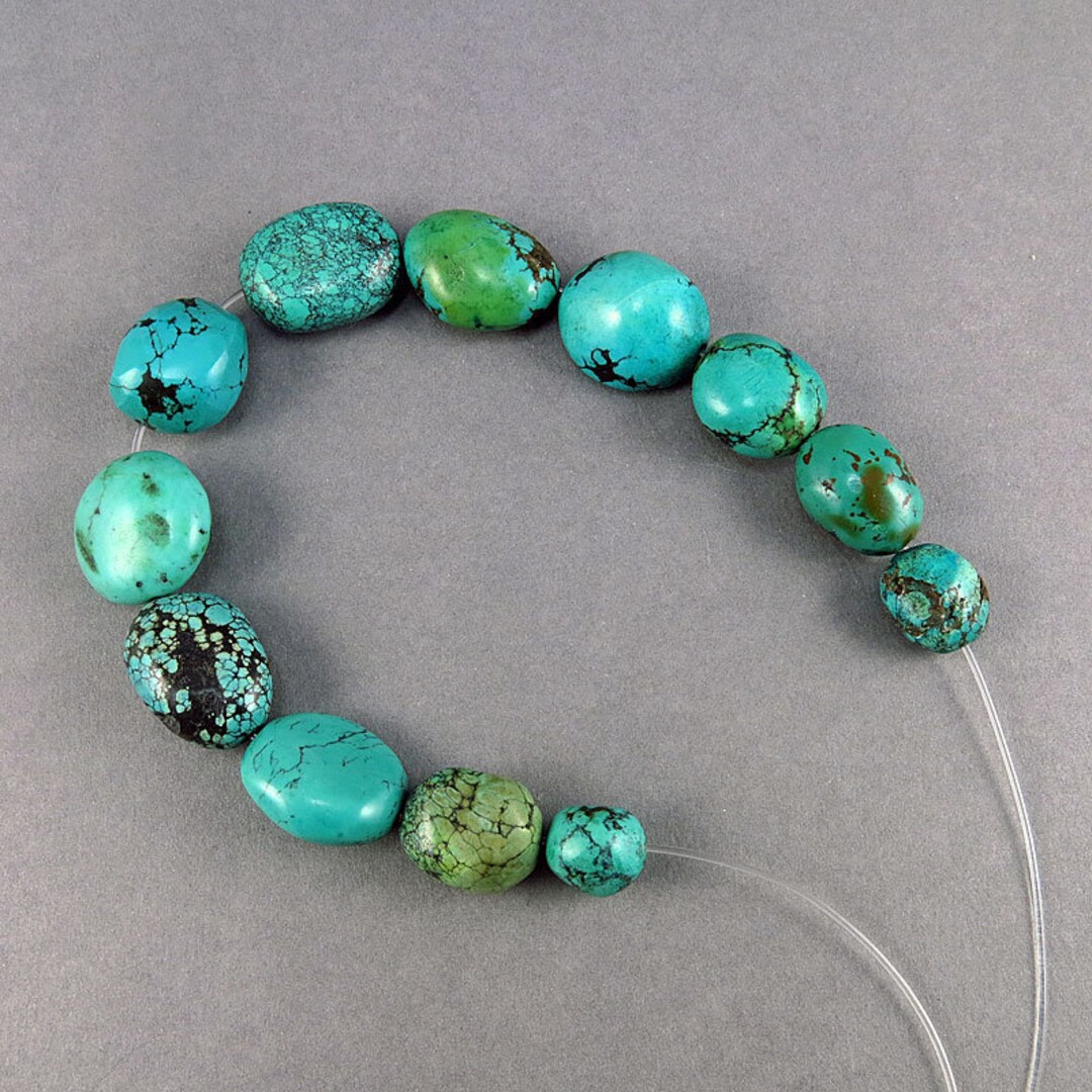 Old Turquoise Beads 12 Blue Green Turquoise Beads Natural - Etsy