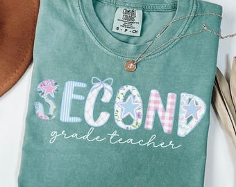 Second grade comfort colors shirt,2nd grade teacher shirt,second grade gingham teacher,second grade teacher shirt,grandmillenial 2nd grade