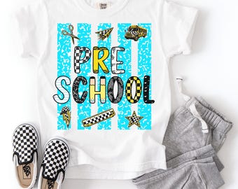 Camiseta para meninos em idade pré-escolar, Camiseta para o primeiro dia de aula, Camiseta infantil para o primeiro dia de aula de meninos, Camiseta infantil em cores confortáveis para meninos em idade pré-escolar, Camiseta para menino pré-escolar