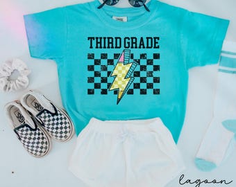 Camiseta de tercer grado, camiseta de regreso a clases, camiseta de tercer grado, camiseta de tercer grado para niños, primer día de clases para niñas, colores cómodos de tercer grado