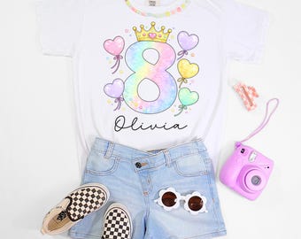 Camiseta de niña de octavo cumpleaños, camiseta de princesa de octavo cumpleaños, camiseta de princesa de octavo cumpleaños, camiseta de cumpleaños 8, camiseta de niña de cumpleaños, princesa de octavo cumpleaños