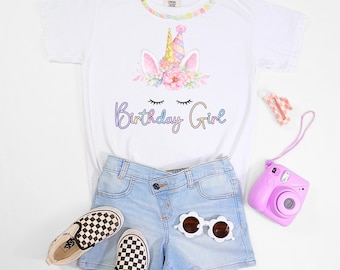 Birthday Girl Unicorn T-Shirt, Einhorn Geburtstagskind Shirt, Einhorn Geburtstag Kinder Shirt, Geburtstagskind Shirt, Geburtstagskind Einhorn Shirt