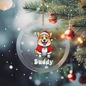 Corgi-ornament, bokserkerstornament, glazen corgi-ornament, acryl corgi-ornament, hondenkerstornament, gepersonaliseerd corgi-ornament