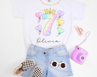 Seventh birthday girl shirt,princess 7th birthday shirt,princess 7th birthday shirt,birthday shirt,birthday girl shirt,princess 7th birthday