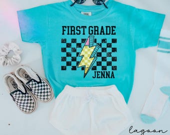 Aangepast shirt eerste klas, terug naar school-shirt, shirt 1e leerjaar, shirt eerste leerjaar voor kinderen, eerste schooldag meisjes, comfortabele kleuren eerste leerjaar