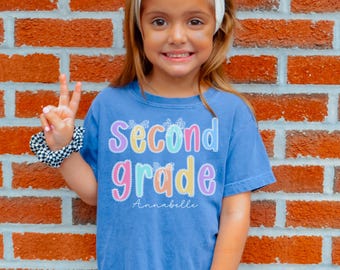Custom Second grade shirt,back to school shirt,2nd grade shirt,second grade shirt for kids,first day of school girls,custom name shirt kids