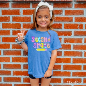 Zweitklässler Shirt,2.Klasse T-Shirt,zweite Klasse Shirt für Kinder,erster Schultag Mädchen, Komfortfarben zweite Klasse