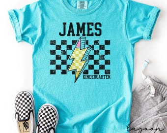 Custom Kindergarten boys shirt,Kids first day of school shirt,boys first day of school shirt,first day of school,kindergarten name shirt