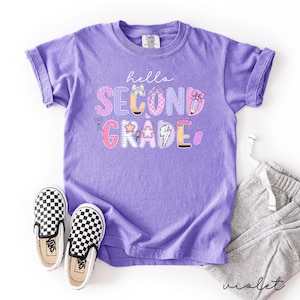 Zweitklässler Shirt,2.Klasse T-Shirt,zweite Klasse Shirt für Kinder,erster Schultag Mädchen, Komfortfarben zweite Klasse