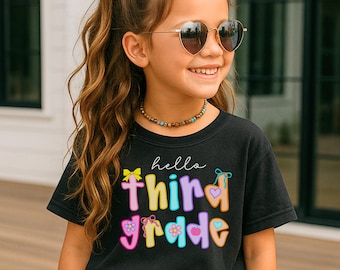 Camiseta de tercer grado, camiseta de regreso a clases, camiseta de tercer grado, camiseta de tercer grado para niños, primer día de clases para niñas, colores cómodos de tercer grado