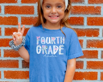 Custom fourth grade shirt,back to school shirt,4th grade shirt,custom name shirt for kids,fourth grade girls,comfort colors fourth grade