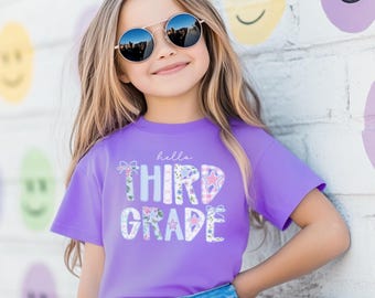 Camiseta de tercer grado, camiseta de regreso a clases, camiseta de tercer grado, camiseta de tercer grado para niños, primer día de clases para niñas, colores cómodos de tercer grado