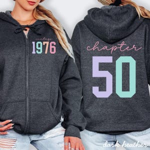 50th th birthday Full Zip Hooded Sweatshirt,fifty sweatshirt,1976 birthday sweatshirt,birthday 1976 zip up hoodie,birthday hooded sweatshirt