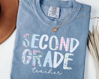 Second grade comfort colors shirt,2nd grade teacher shirt,second grade gingham teacher,second grade teacher shirt,grandmillenial 2nd grade