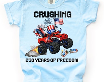 Camiseta de camión monstruo para niños del 4 de julio, camiseta de camión para niños pequeños, camiseta para niños pequeños del 4 de julio, camiseta de camión monstruo para niños del 4 de julio