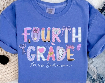 Fourth grade teacher comfort colors shirt, fourth grade comfort colors shirt,fourth grade shirt custom,fourth grade name shirt,fourth grade