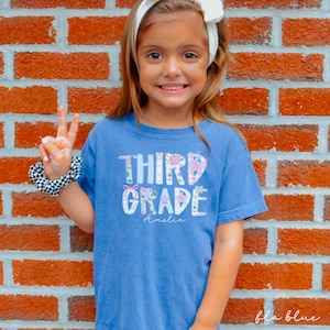 Custom third grade  shirt,back to school shirt,3rd grade shirt,third grade shirt for kids,gingham third grade,custom name shirt third grade