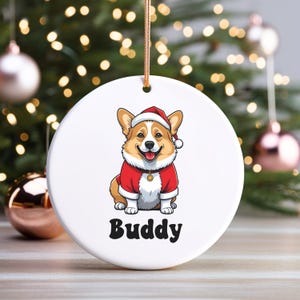 Corgi-ornament, bokserkerstornament, kerstcorgi-ornament, corgi-keramisch ornament, hondenkerstornament, gepersonaliseerd corgi-ornament