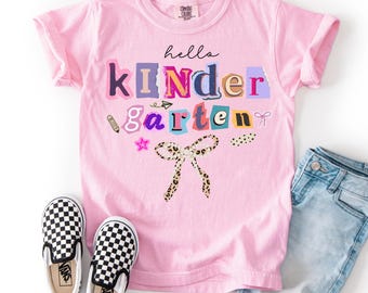 Camiseta para jardim de infância, camiseta de volta às aulas, camiseta infantil, camiseta para jardim de infância para crianças, primeiro dia de aula para meninas, cores confortáveis para jardim de infância