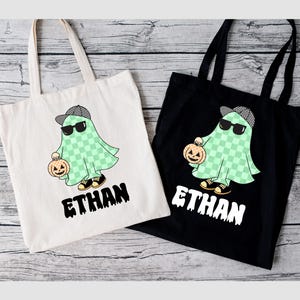 Halloween trick or treat-tas, aangepaste Halloween trick or treat-tas, Halloween-tas voor jongens, aangepaste naam trick or treat-tas, gepersonaliseerde Halloween