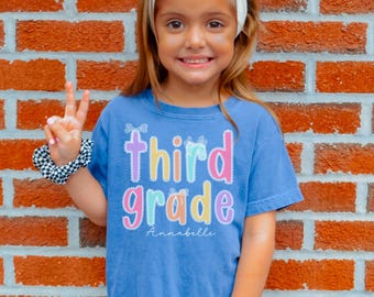 Custom third grade shirt,back to school shirt,3rd grade shirt,third grade shirt for kids,first day of school,custom name shirt third grade