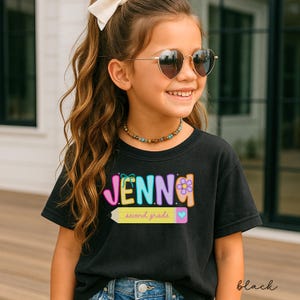Benutzerdefinierte zweite Klasse Shirt, zurück zu Schule Shirt, 2. Klasse Shirt, zweite Klasse Shirt für Kinder, erster Tag der Schule Mädchen, benutzerdefinierte Name Shirt Kinder