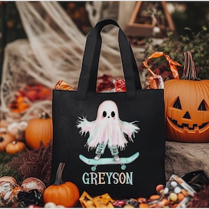 Halloween trick or treat-tas, aangepaste Halloween trick or treat-tas, Halloween-tas voor jongens, aangepaste naam trick or treat-tas, gepersonaliseerde Halloween