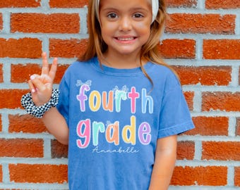 Custom fourth grade shirt,back to school shirt,4th grade shirt,custom name shirt for kids,fourth grade girls,comfort colors fourth grade