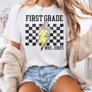 First grade teacher comfort colors shirt, first grade custom name shirt,first grade shirt,first grade custom teacher shirt,custom teach