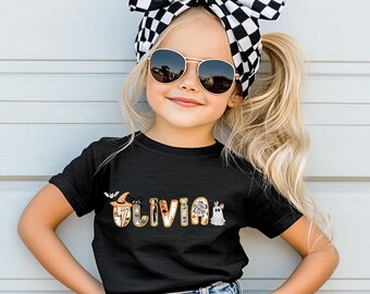 Mädchenhalloween-Hemd, kundenspezifisches Kinderhalloween-Hemd, kundenspezifisches Kindername-Halloween-T-Shirt, personalisiertes Mädchen-Halloween-Hemd, Halloween-Hemd