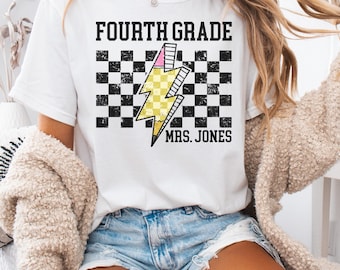 Fourth grade teacher comfort colors shirt, fourth grade custom name shirt,fourth grade shirt,fourth grade custom teacher shirt,custom teach