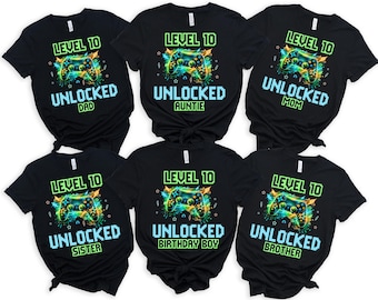Bijpassende familie gamer thema verjaardagsshirts, gepersonaliseerde familie gamer shirts, videogame verjaardagsshirt, jongens gamer verjaardagsshirt, familie