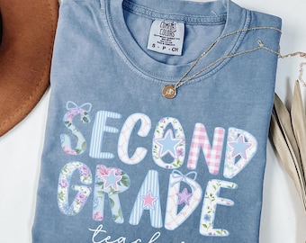 Second grade comfort colors shirt,2nd grade teacher shirt,second grade gingham teacher,second grade teacher shirt,grandmillenial 2nd grade
