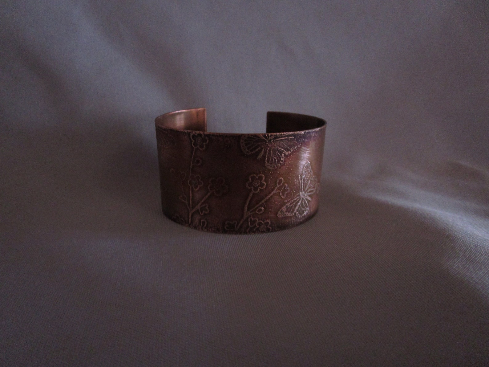 Verdigris Patina Solid Brass Victorian Butterfly Motif Cuff - View #12