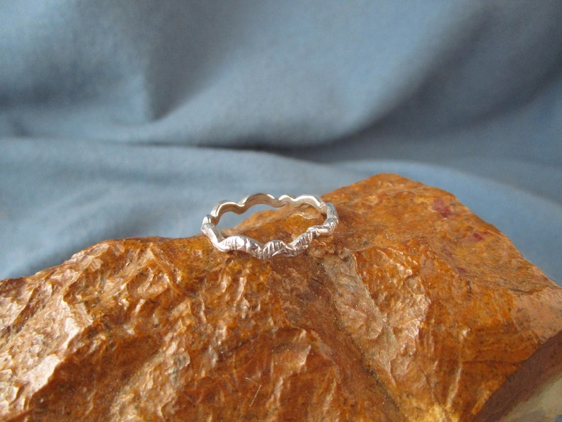 Adjustable Silver Ring Sterling Silver Adjustable Small Wave Ring Band Solid Sterling Silver Swirl Line Texture Ring