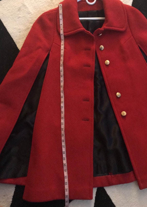 Vintage red wool cape size M - image 9