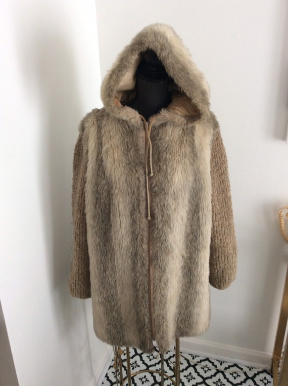 Vintage Hoodie Fur with leather