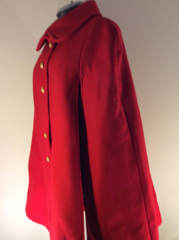 Vintage red wool cape size M - image 2