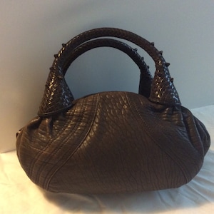 Fendi small Spy brown leather bag monogram lining
